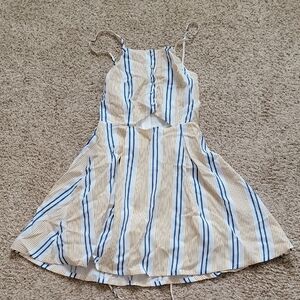 J.O.A. Kids Dress with Blue and Tan Stripes